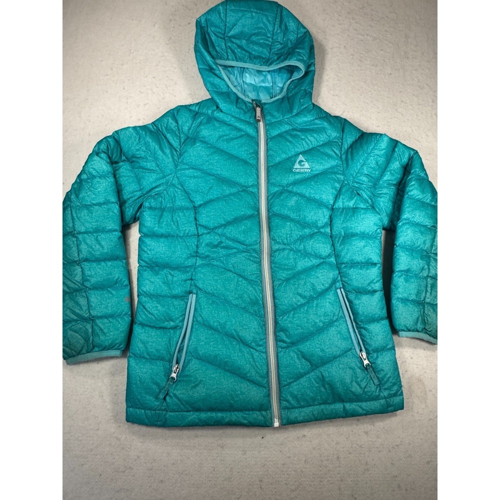 Gerry Puffer Jacket Girls L(14/16)‎ Teal Fill Power 650 Insulated Hooded Outdoor